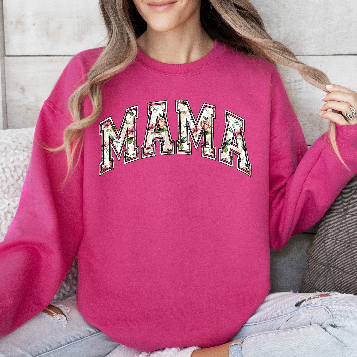 Mama, Floral, Chinoiserie, Coquette, Varsity, Mother's Day Sweatshirt