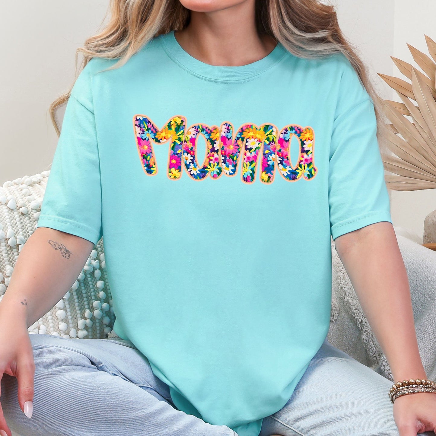 Mama, Floral, Flowers, Mother's Day, Bright, Colorful, Pastels Tshirt Comfort Colors T-Shirt
