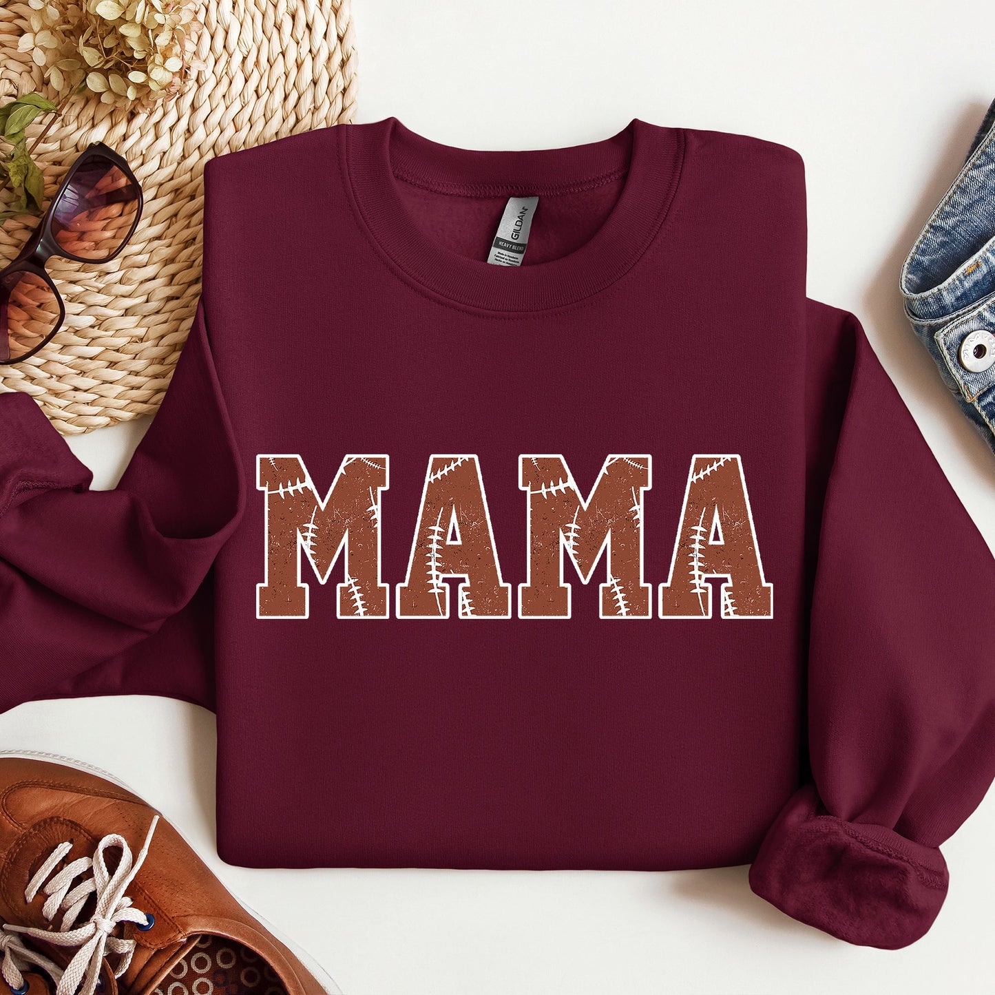 Mama, Football, Sports, Game Day, Big Game, Touchdown, Tailgate Party Sweatshirt