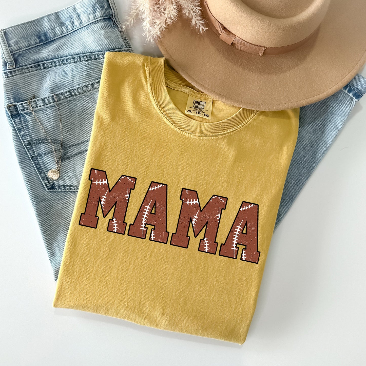 Mama, Football, Sports, Game Day, Big Game, Touchdown, Tailgate Party Tshirt Comfort Colors T-Shirt