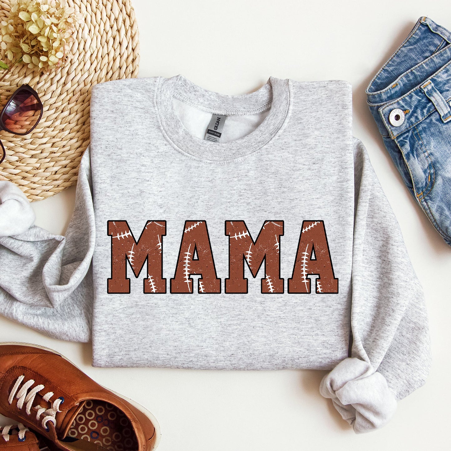 Mama, Football, Sports, Game Day, Big Game, Touchdown, Tailgate Party Sweatshirt