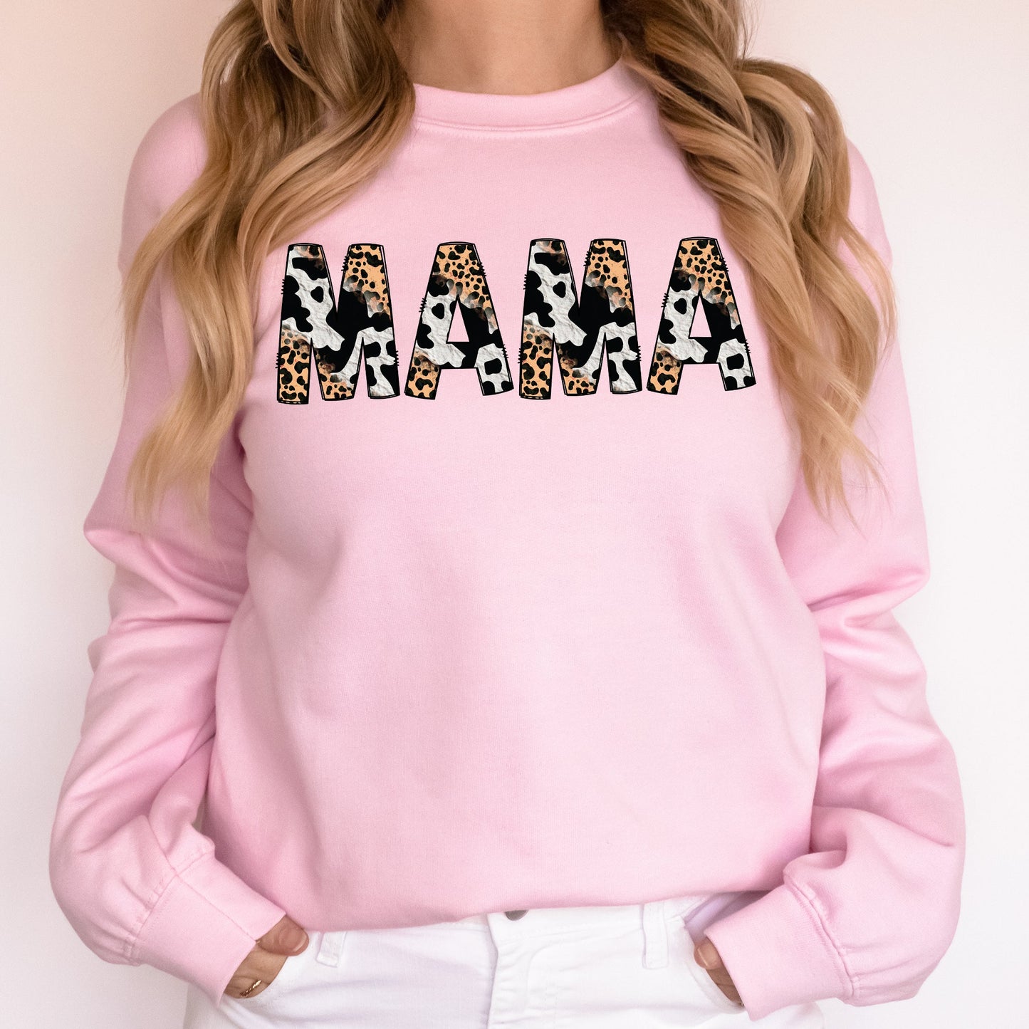 Mama, Leopard Cow Print, Classic, Animal Print, Mother's Day Sweatshirt