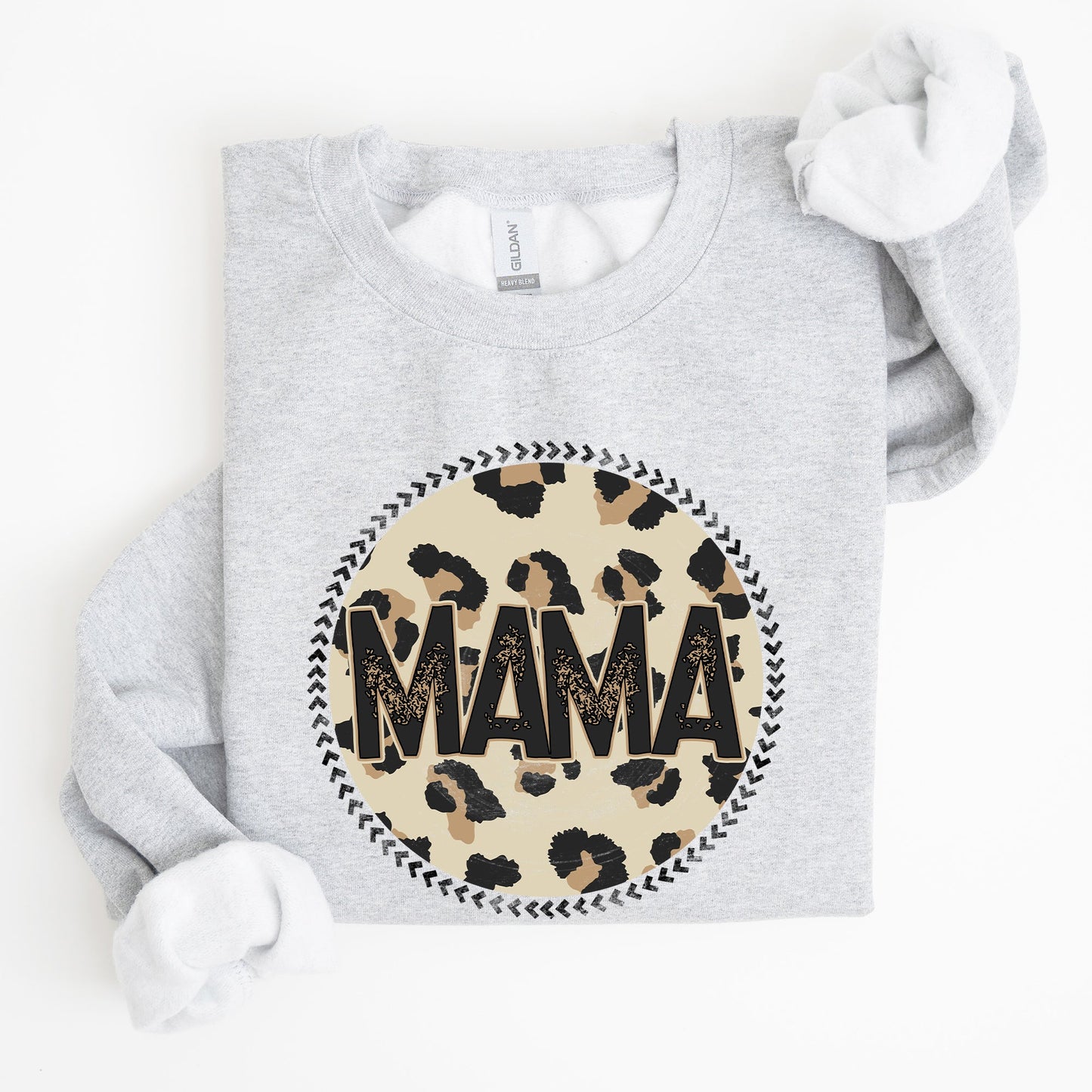 Mama, Leopard Print Circle, Western, Cowboy Sweatshirt