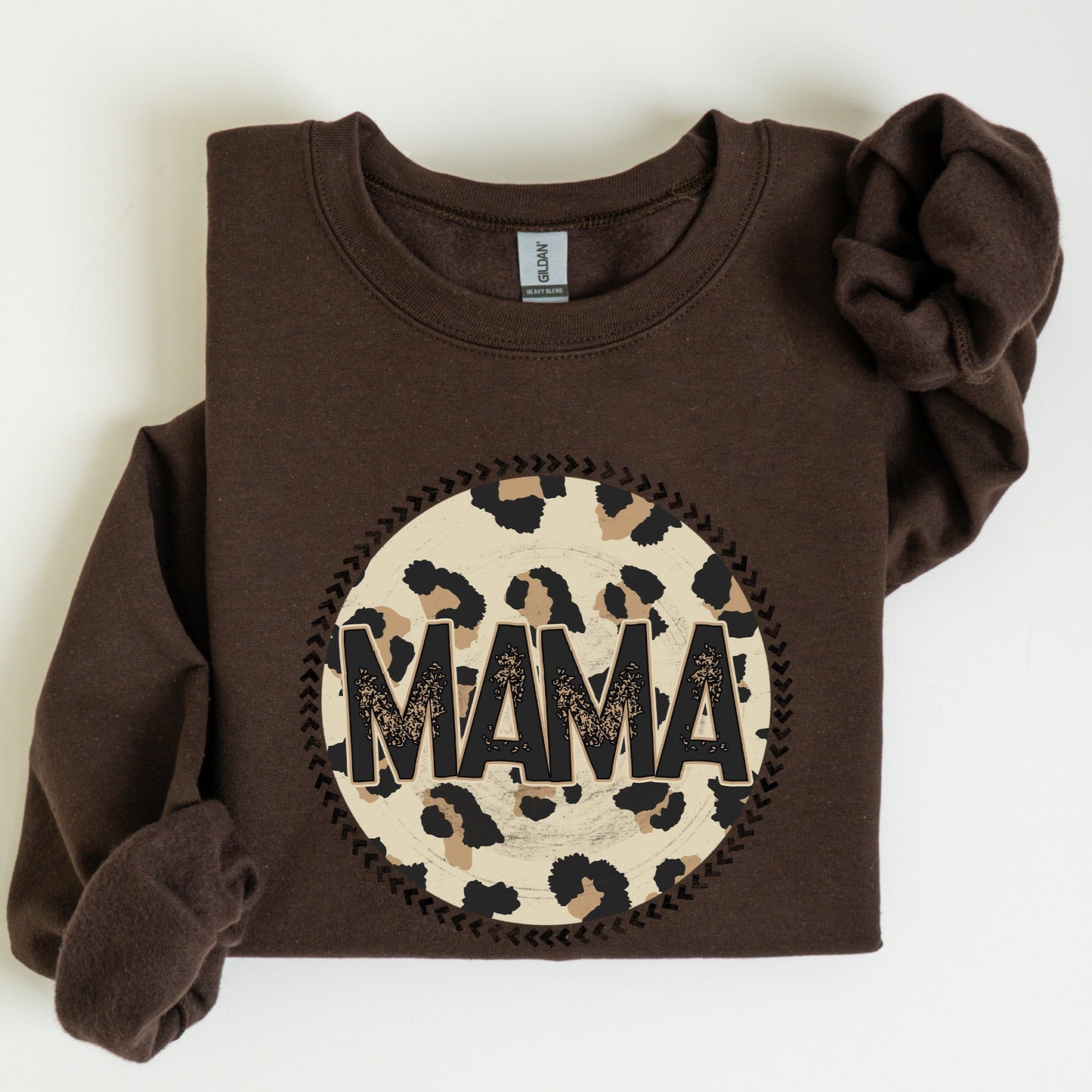 Mama, Leopard Print Circle, Western, Cowboy Sweatshirt