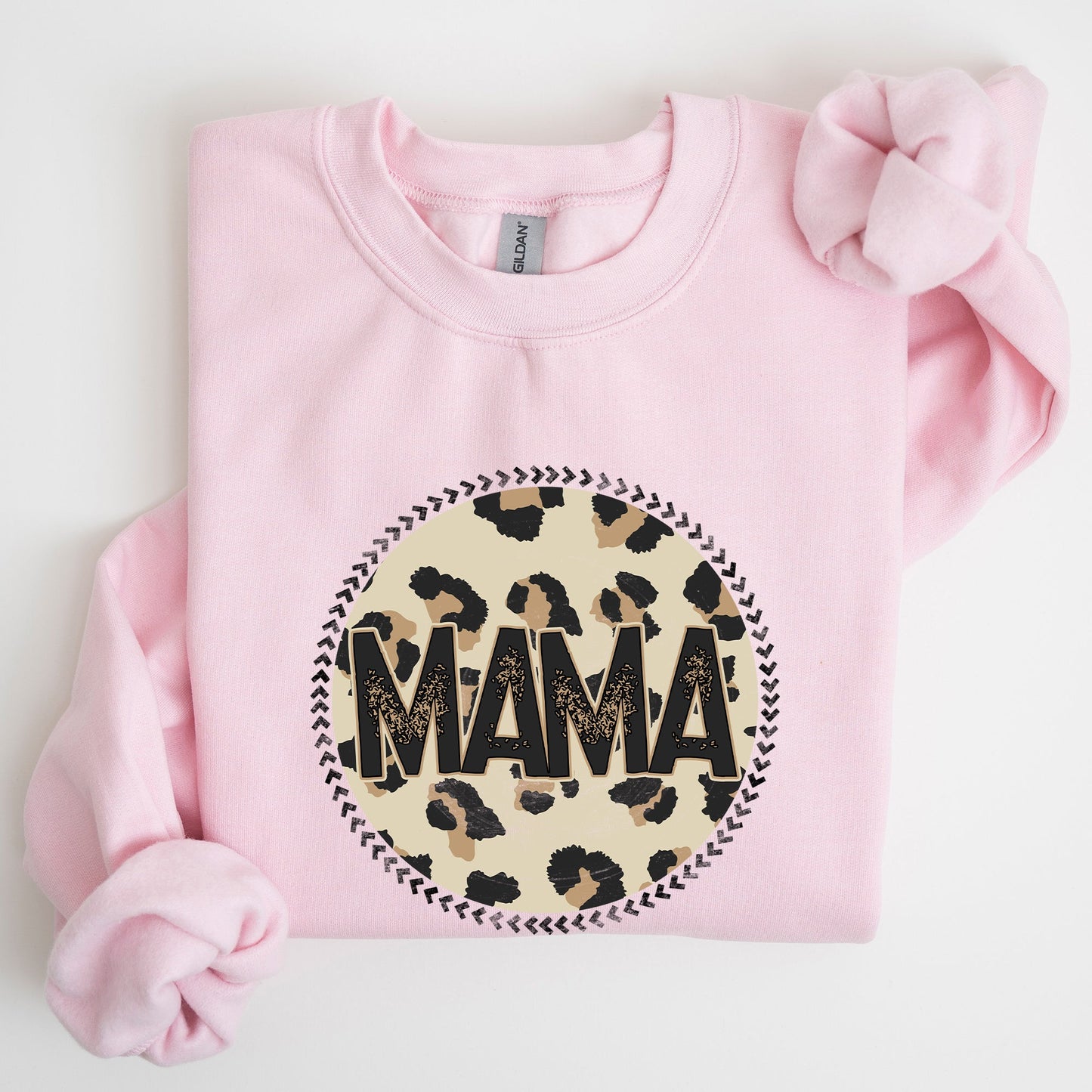Mama, Leopard Print Circle, Western, Cowboy Sweatshirt