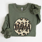 Mama, Leopard Print Circle, Western, Cowboy Sweatshirt