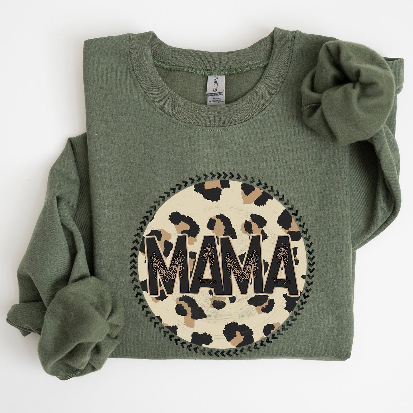 Mama, Leopard Print Circle, Western, Cowboy Sweatshirt