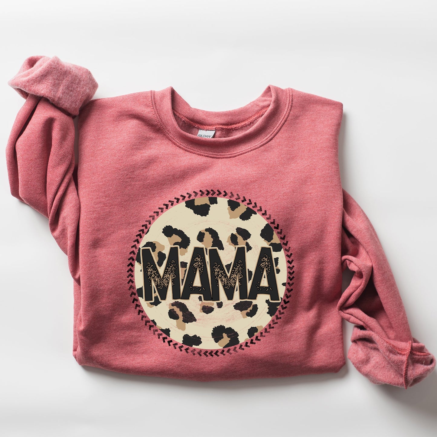 Mama, Leopard Print Circle, Western, Cowboy Sweatshirt