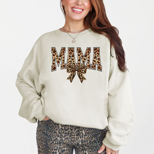Mama, Leopard Print, Bow, Ribbon, Mother's Day Sweatshirt