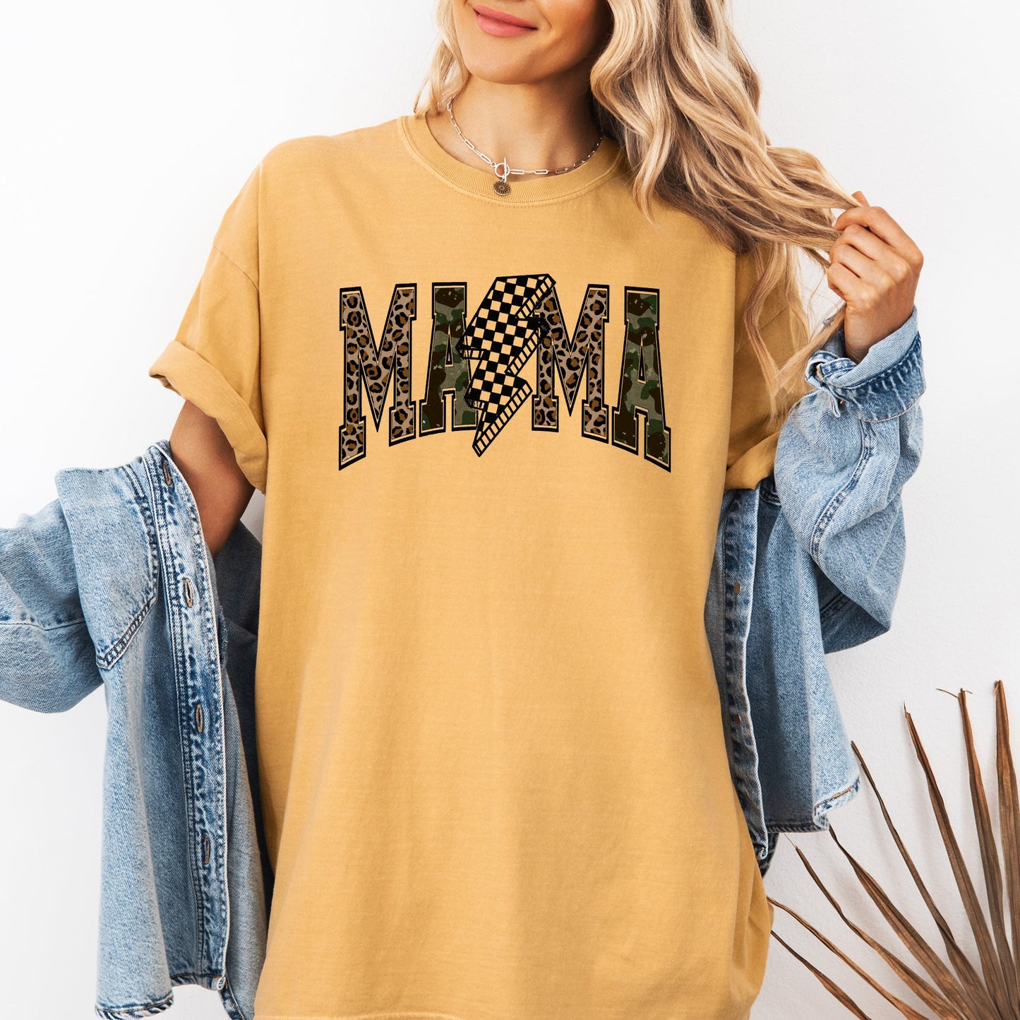 Mama, Leopard Print, Camo, Camouflage, Checkered, Lightning Bolt, Mother's Day Tshirt Comfort Colors T-Shirt