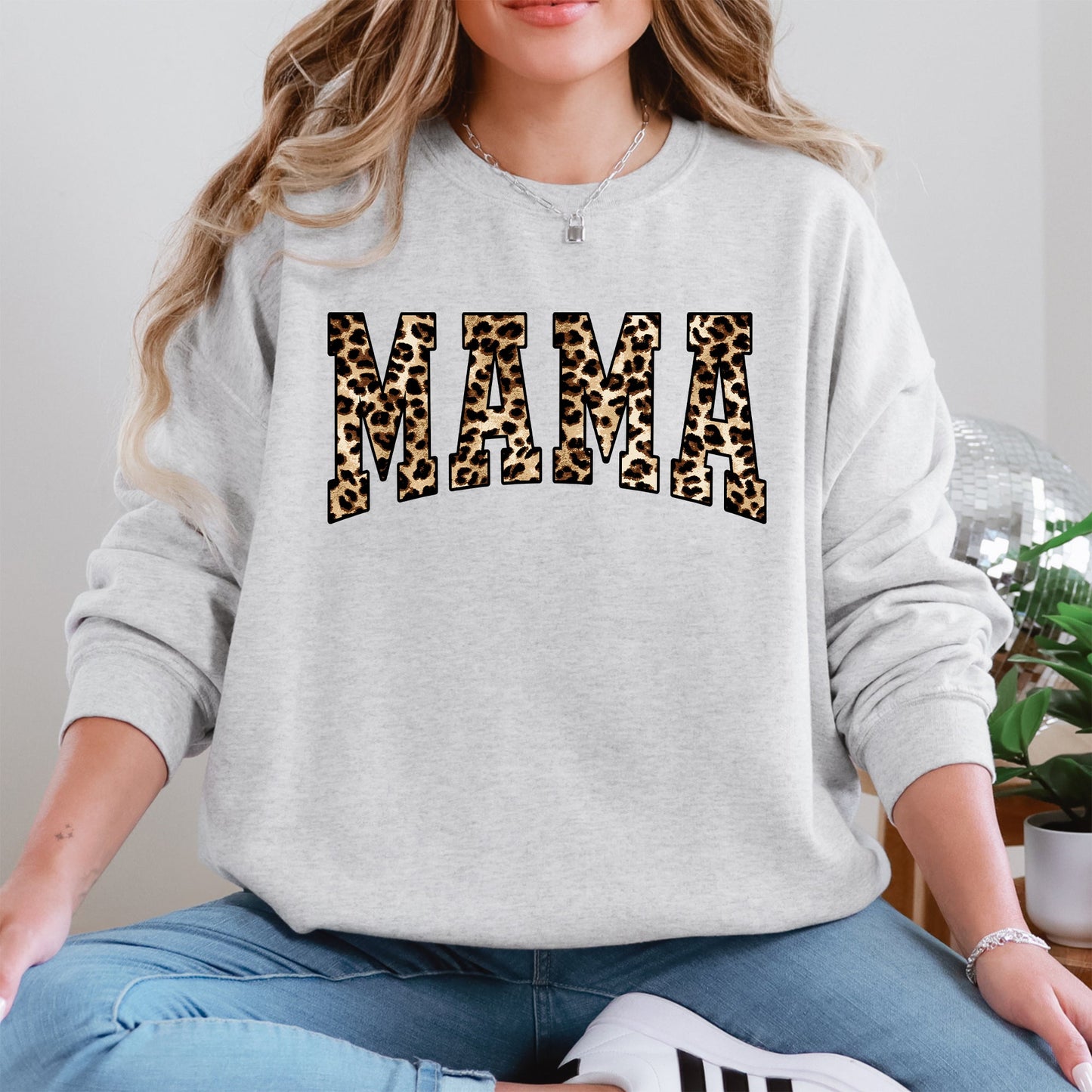 Mama, Leopard Print, Retro, Animal Print, Mother's Day Sweatshirt