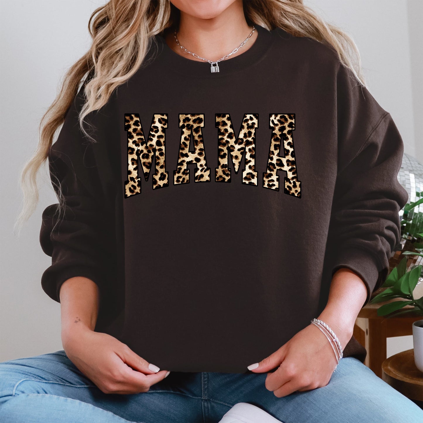 Mama, Leopard Print, Retro, Animal Print, Mother's Day Sweatshirt