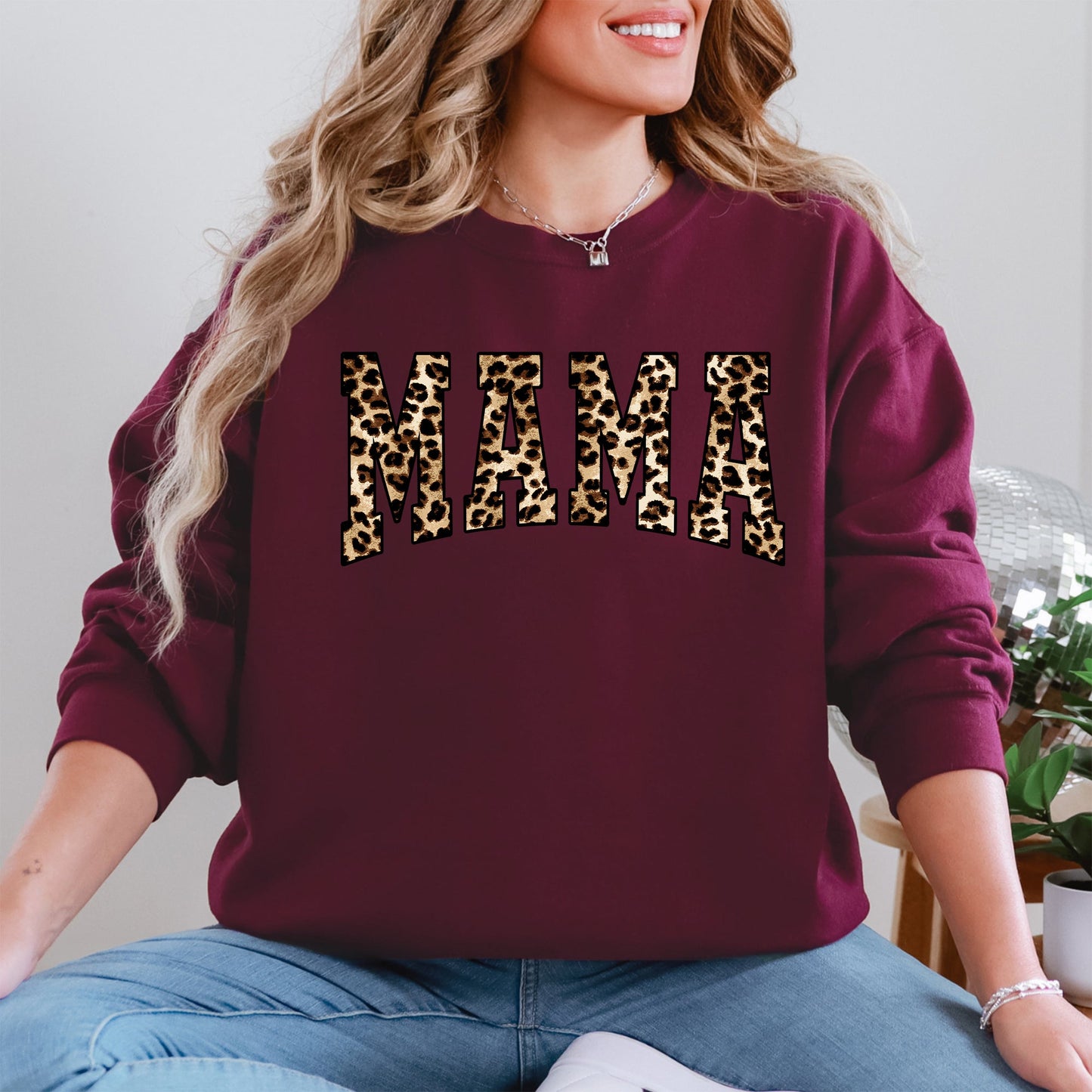 Mama, Leopard Print, Retro, Animal Print, Mother's Day Sweatshirt