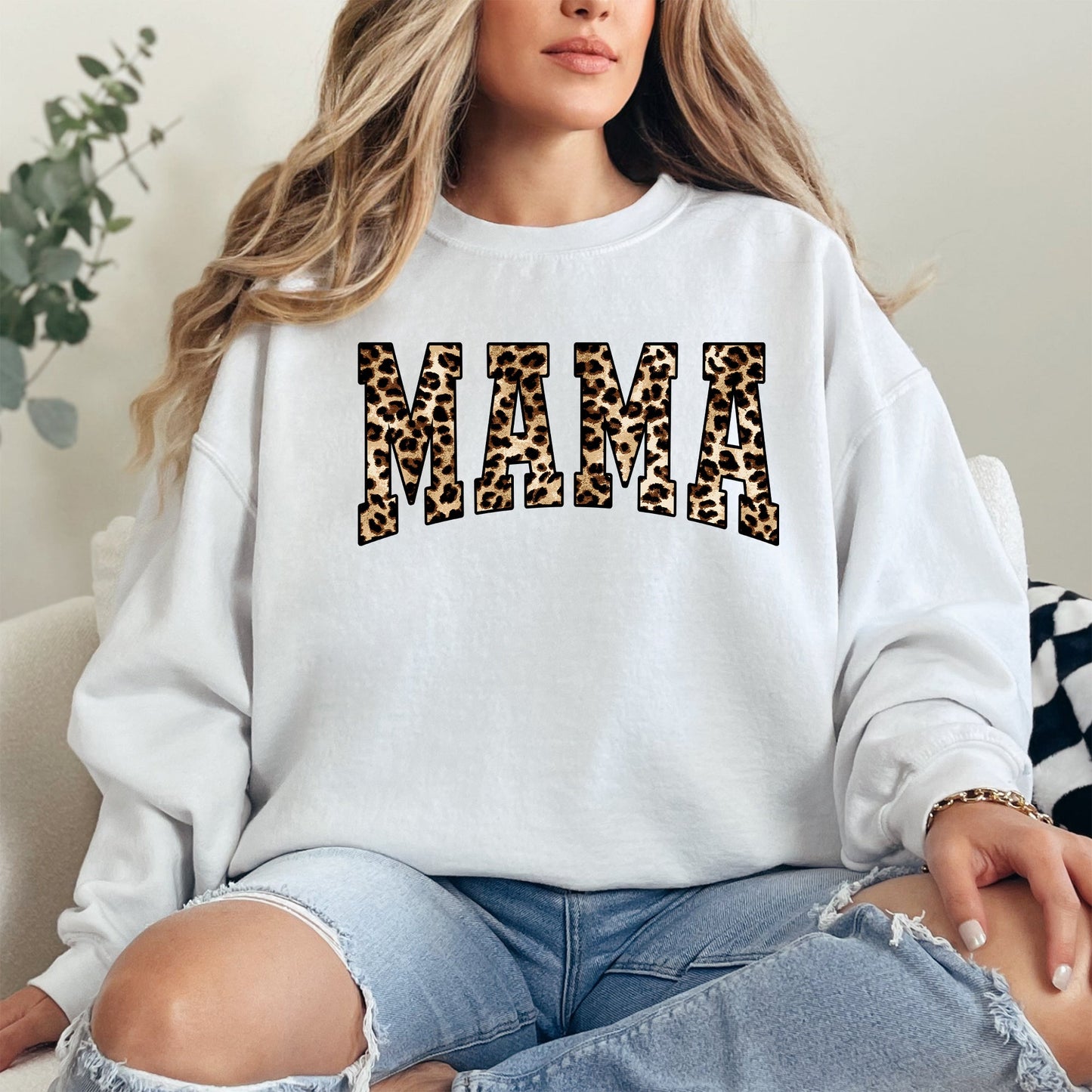 Mama, Leopard Print, Retro, Animal Print, Mother's Day Sweatshirt
