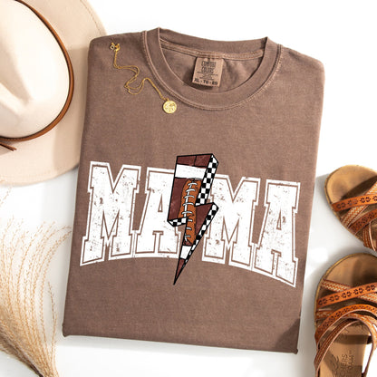 Mama, Lightening Bolt, Checkered, Football, Sports, Game Day, Big Game, Touchdown, Tailgate Party Tshirt Comfort Colors T-Shirt
