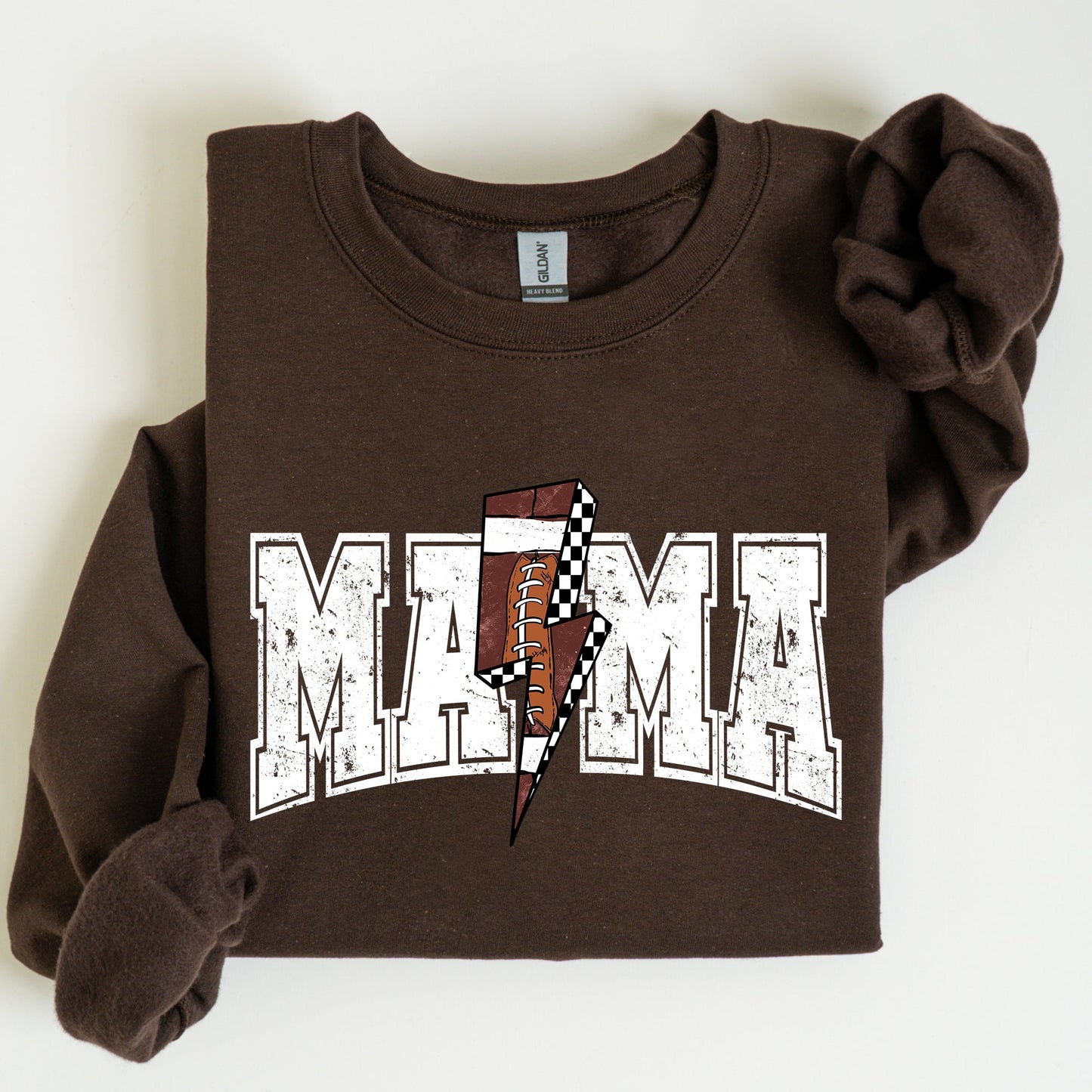 Mama, Lightening Bolt, Checkered, Football, Sports, Game Day, Big Game, Touchdown, Tailgate Party Sweatshirt