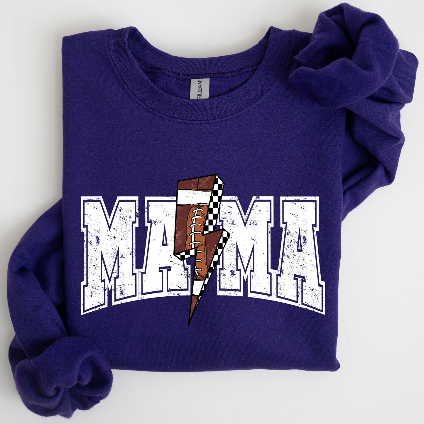 Mama, Lightening Bolt, Checkered, Football, Sports, Game Day, Big Game, Touchdown, Tailgate Party Sweatshirt