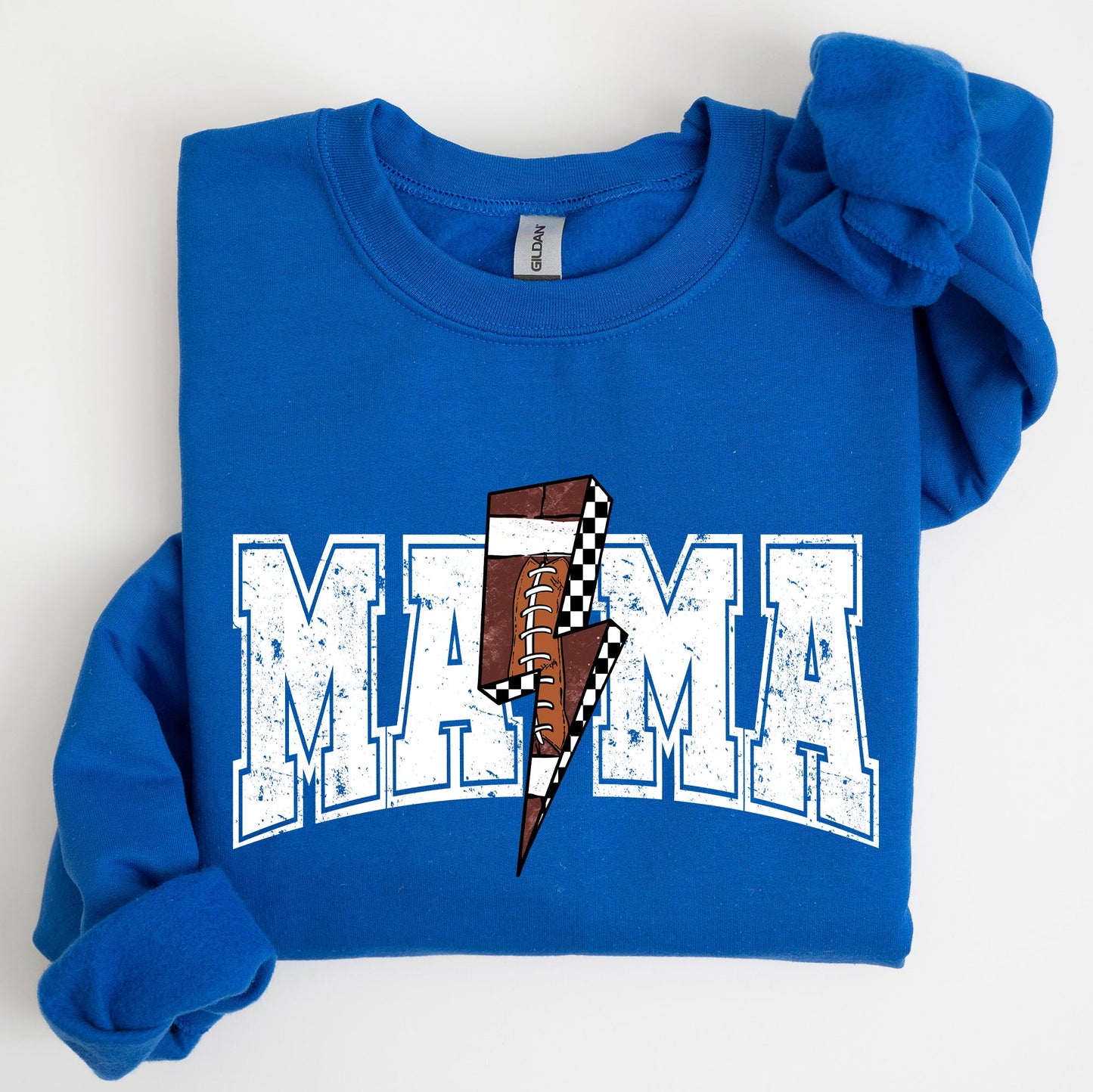 Mama, Lightening Bolt, Checkered, Football, Sports, Game Day, Big Game, Touchdown, Tailgate Party Sweatshirt