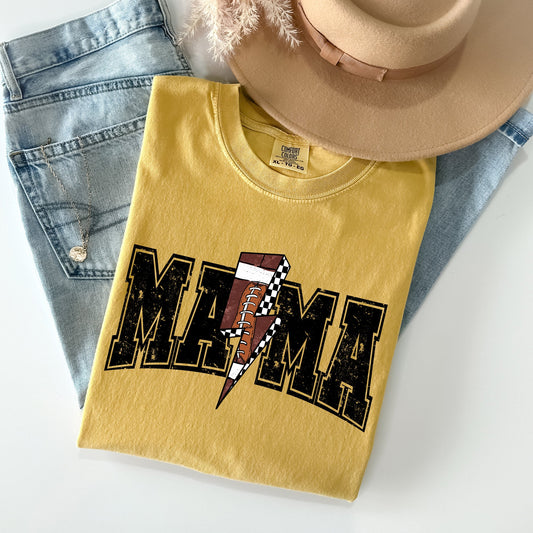Mama, Lightening Bolt, Checkered, Football, Sports, Game Day, Big Game, Touchdown, Tailgate Party Tshirt Comfort Colors T-Shirt