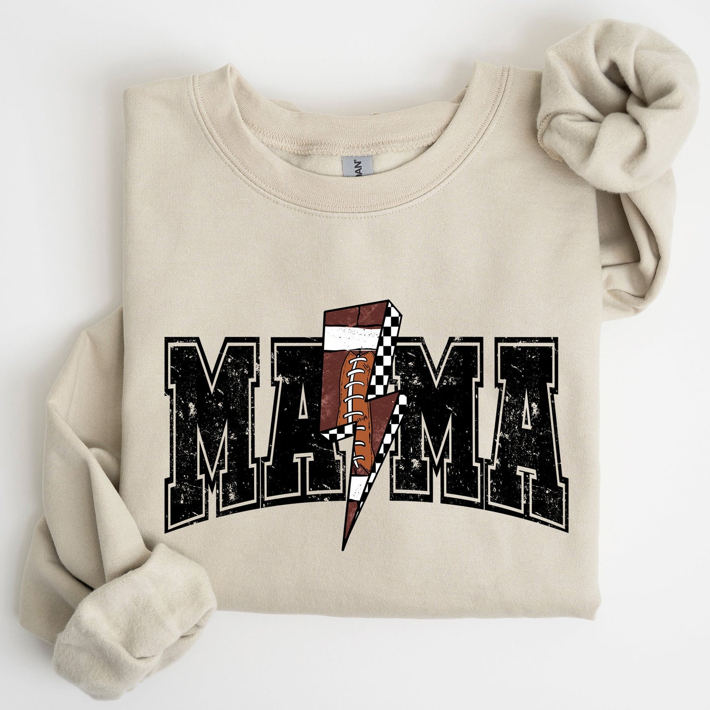 Mama, Lightening Bolt, Checkered, Football, Sports, Game Day, Big Game, Touchdown, Tailgate Party Sweatshirt