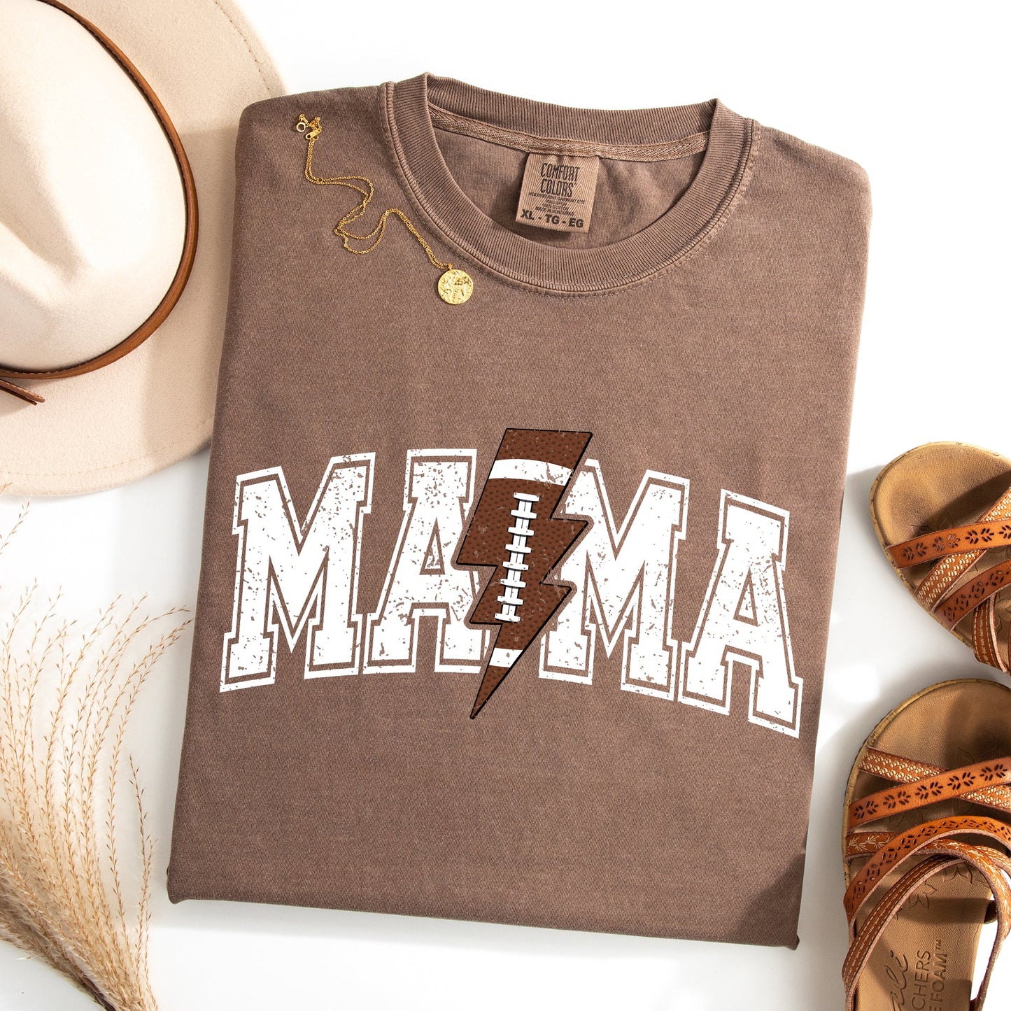 Mama, Lightening Bolt, Football, Sports, Game Day, Big Game, Touchdown, Tailgate Party Tshirt Comfort Colors T-Shirt