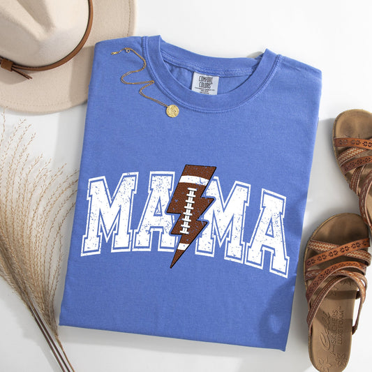 Mama, Lightening Bolt, Football, Sports, Game Day, Big Game, Touchdown, Tailgate Party Tshirt Comfort Colors T-Shirt