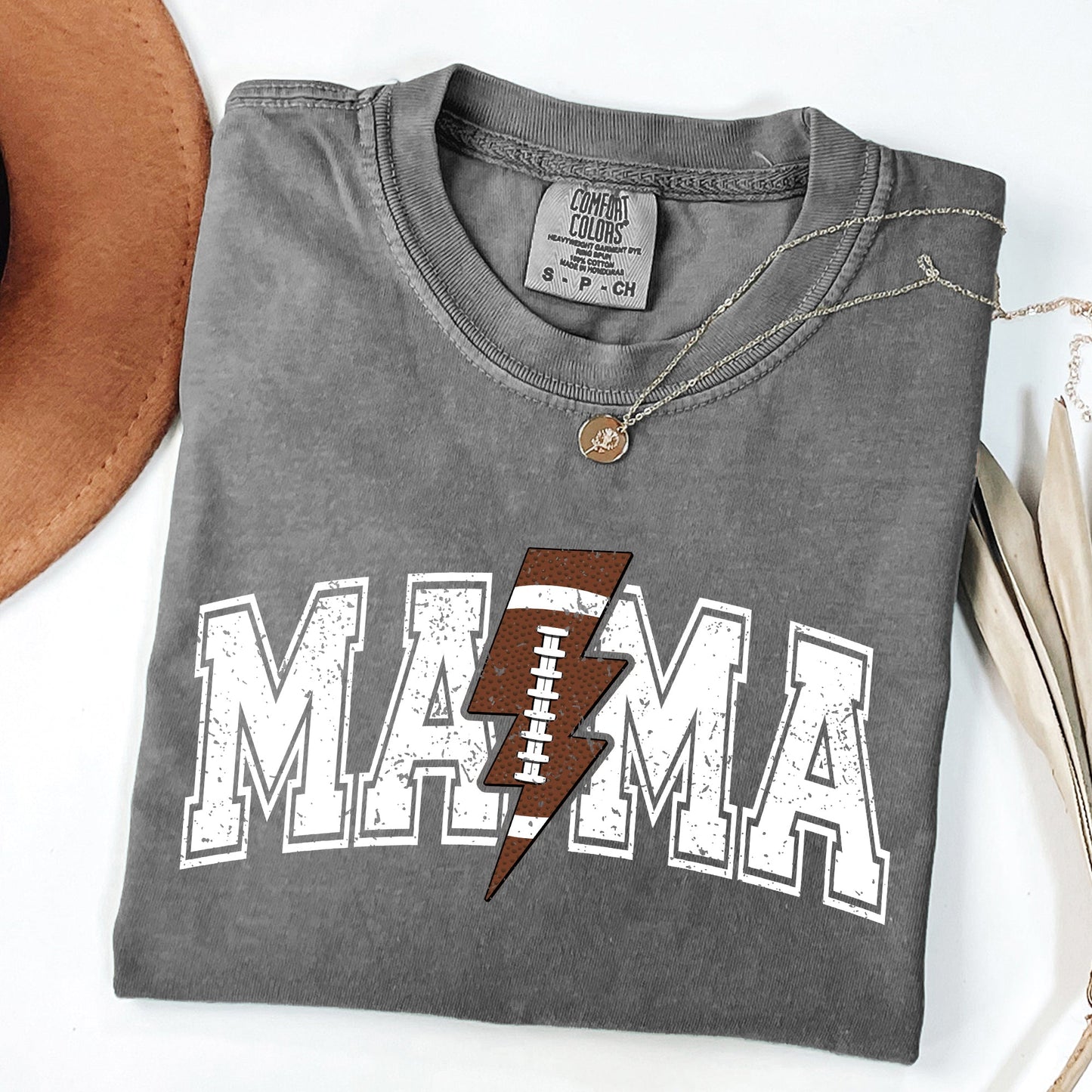 Mama, Lightening Bolt, Football, Sports, Game Day, Big Game, Touchdown, Tailgate Party Tshirt Comfort Colors T-Shirt