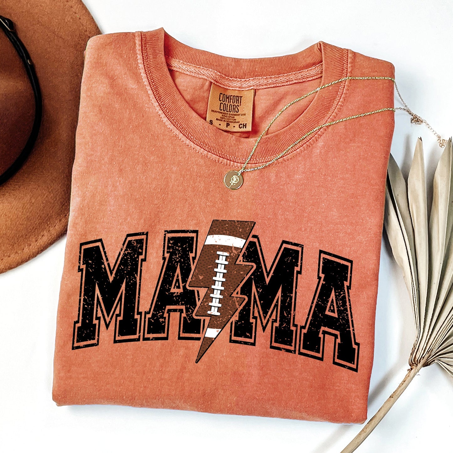 Mama, Lightening Bolt, Football, Sports, Game Day, Big Game, Touchdown, Tailgate Party Tshirt Comfort Colors T-Shirt
