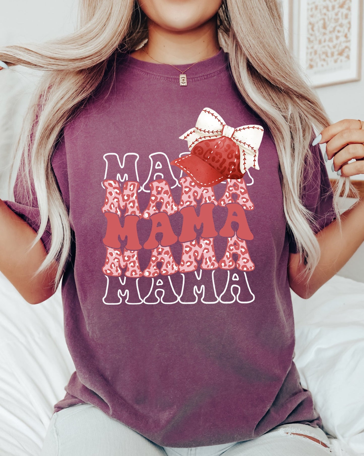 Mama, Mama, Mama, Baseball Hat, Coquette Aesthetic, Mom, Mother, Retro Tshirt Comfort Colors T-Shirt