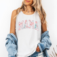 Mama, Pink Flowers, Varsity, Floral Comfort Colors Tank Top