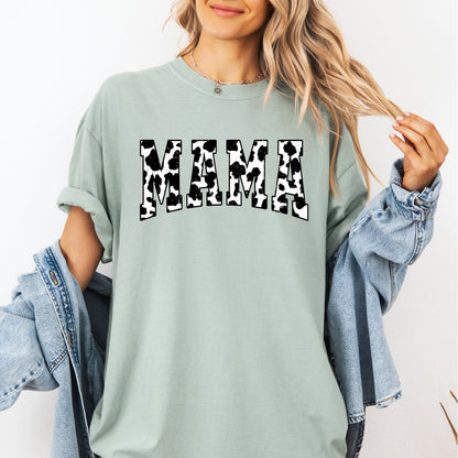 Mama, Retro Cow Print, Varsity, Mother's Day Tshirt Comfort Colors T-Shirt