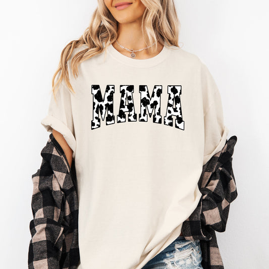 Mama, Retro Cow Print, Varsity, Mother's Day Tshirt Comfort Colors T-Shirt