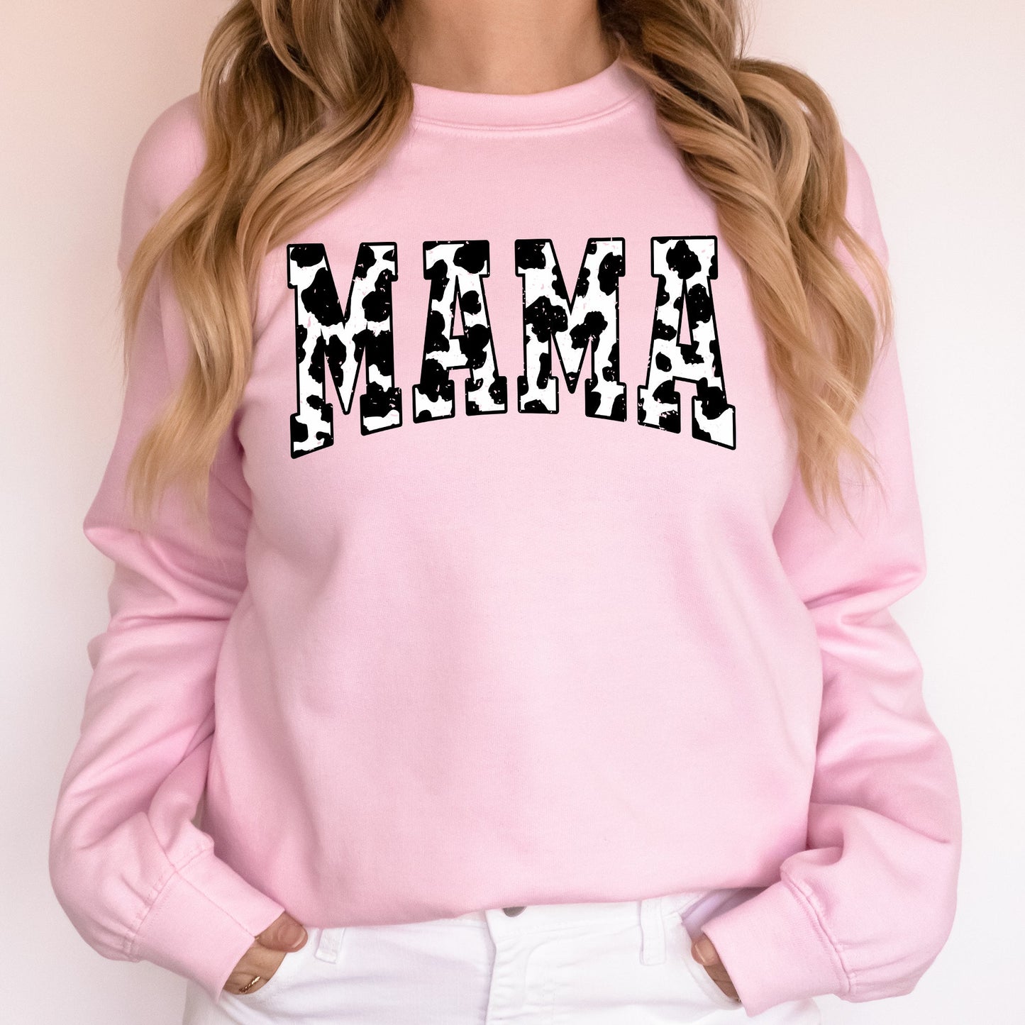 Mama, Retro Cow Print, Varsity, Mother's Day Sweatshirt
