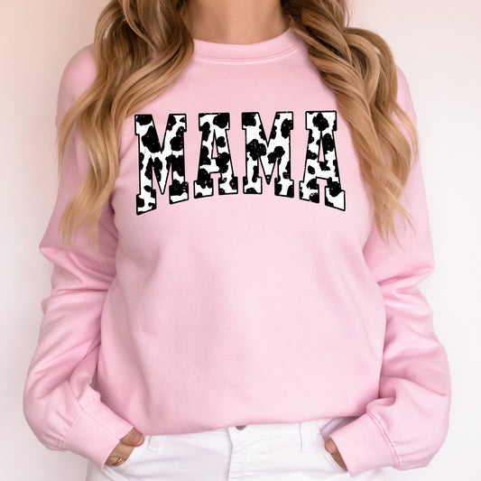Mama, Retro Cow Print, Varsity, Mother's Day Sweatshirt