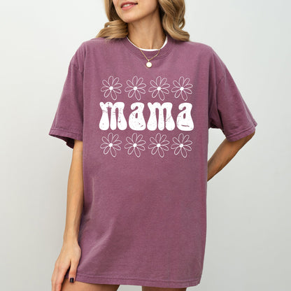 Mama, Retro, Daisy, 70s, Flowers, Mother, Mom Shirt Comfort Colors T-Shirt