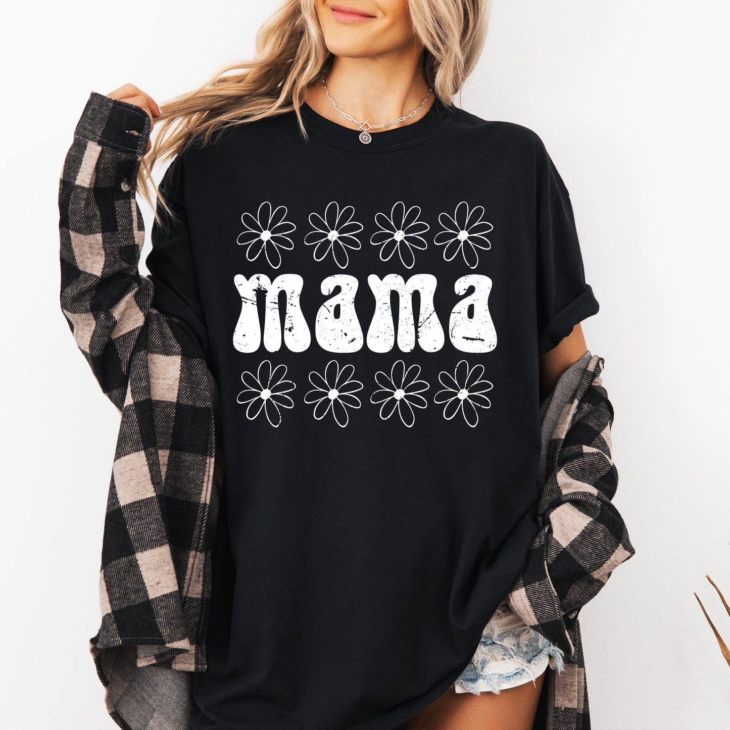 Mama, Retro, Daisy, 70s, Flowers, Mother, Mom Shirt Comfort Colors T-Shirt