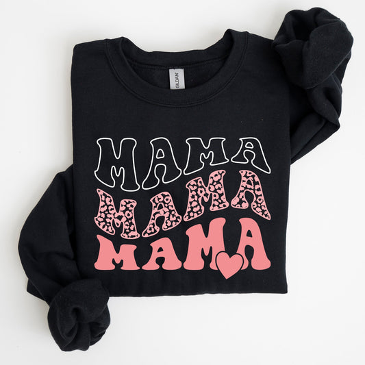 Mama, Leopard, Heart, Mom, Mother's Day Gift Sweatshirt