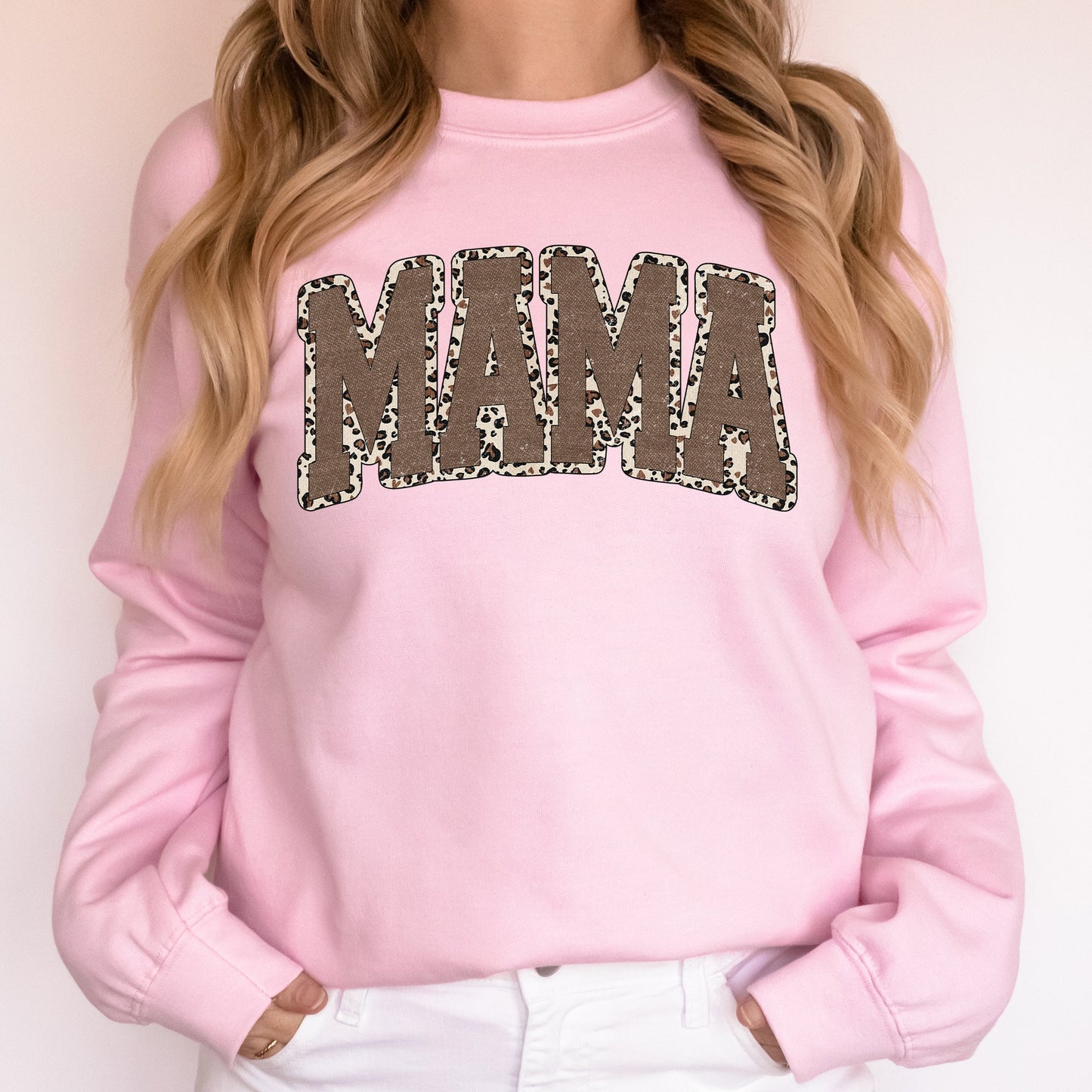 Mama, Textured Leopard Print, Mother's Day, Retro, Varsity Sweatshirt