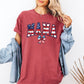 Mama, USA Flag, Patriotic, Varsity, Bow, Ribbon, America, 4th of July Tshirt Comfort Colors T-Shirt