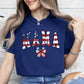 Mama, USA Flag, Patriotic, Varsity, Bow, Ribbon, America, 4th of July Tshirt Comfort Colors T-Shirt