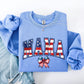 Mama, USA Flag, Patriotic, Varsity, Bow, Ribbon, America, 4th of July Sweatshirt