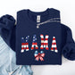 Mama, USA Flag, Patriotic, Varsity, Bow, Ribbon, America, 4th of July Sweatshirt