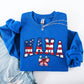 Mama, USA Flag, Patriotic, Varsity, Bow, Ribbon, America, 4th of July Sweatshirt