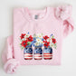 Mason Jars with Flowers, Patriotic, 4th of July Sweatshirt