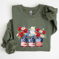 Mason Jars with Flowers, Patriotic, 4th of July Sweatshirt