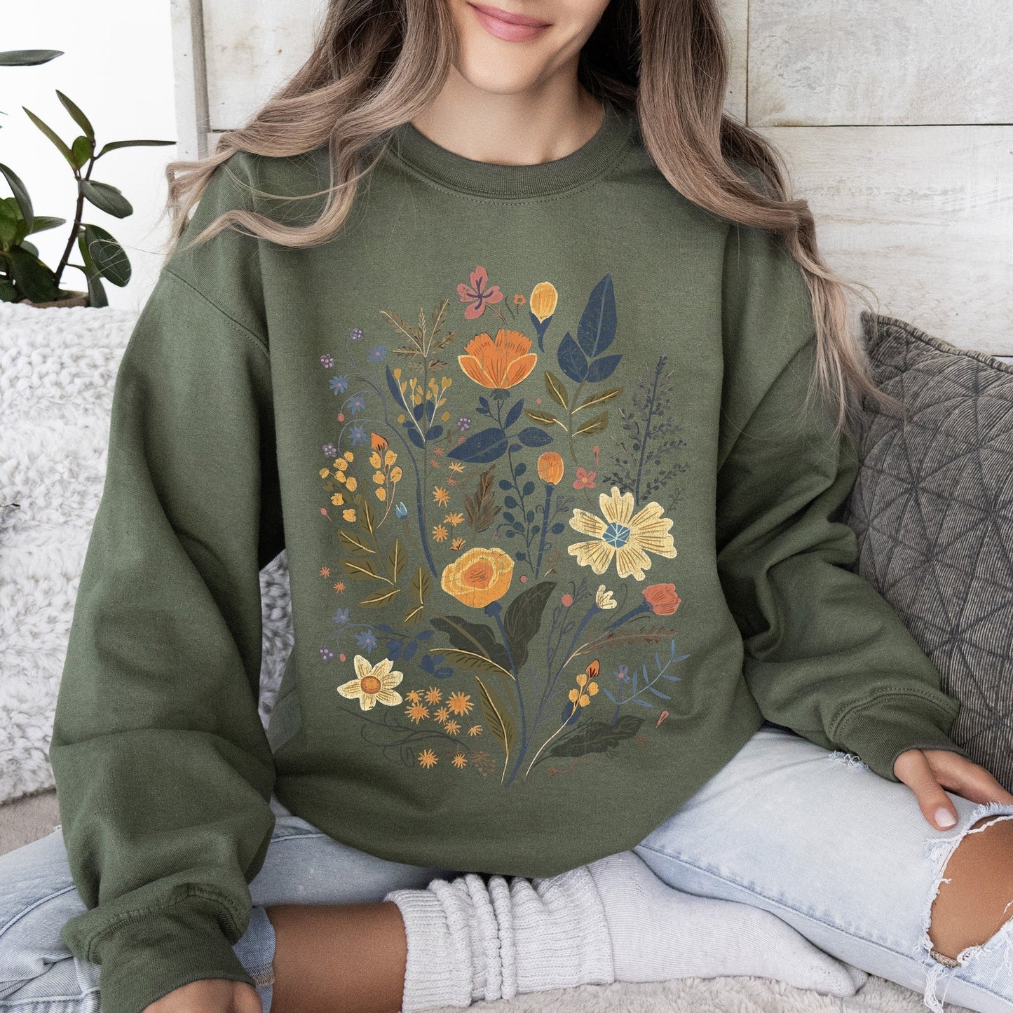 Meadow Magic Soft Floral Print Sweatshirt