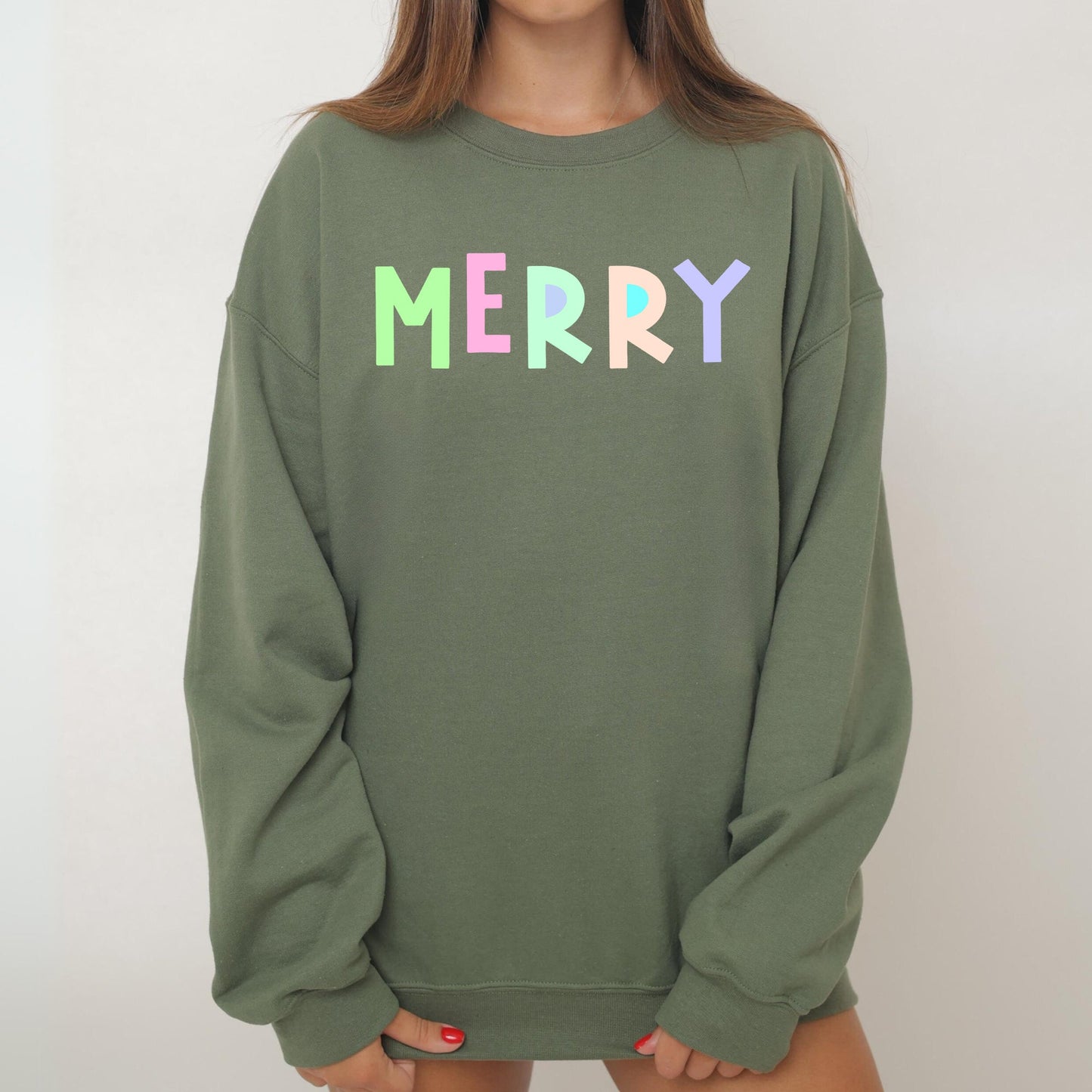 Merry Sweatshirt, Positivity, Funny, Sarcastic, Mom Gift, Mental Health, Colorful, Pastel, Crewneck, Crew Neck Sweatshirt