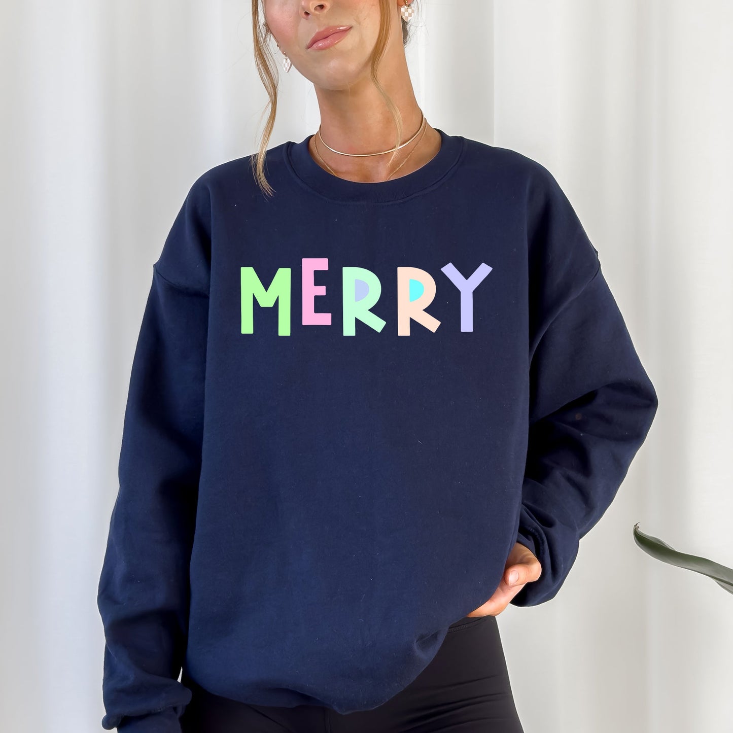 Merry Sweatshirt, Positivity, Funny, Sarcastic, Mom Gift, Mental Health, Colorful, Pastel, Crewneck, Crew Neck Sweatshirt