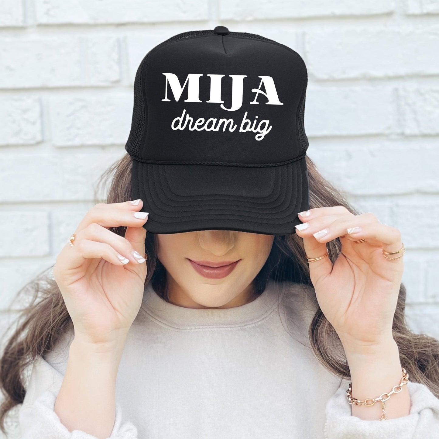 Mija Dream Big, Sassy, Funny, Black Snapback Trucker Hat
