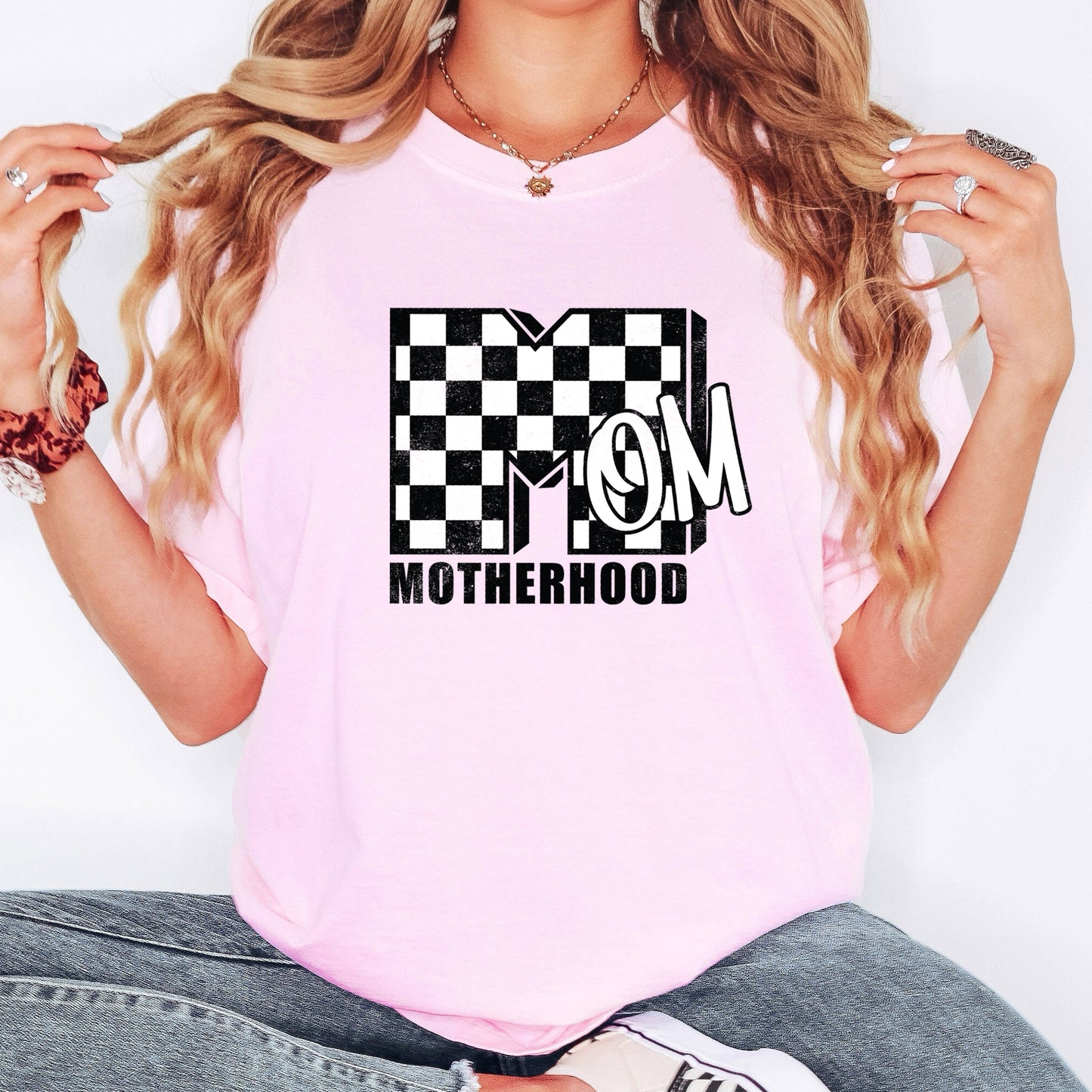 Mom, Comfort Colors, Motherhood, MTV, Retro, Checkerboard, Comfort Colors Tshirt